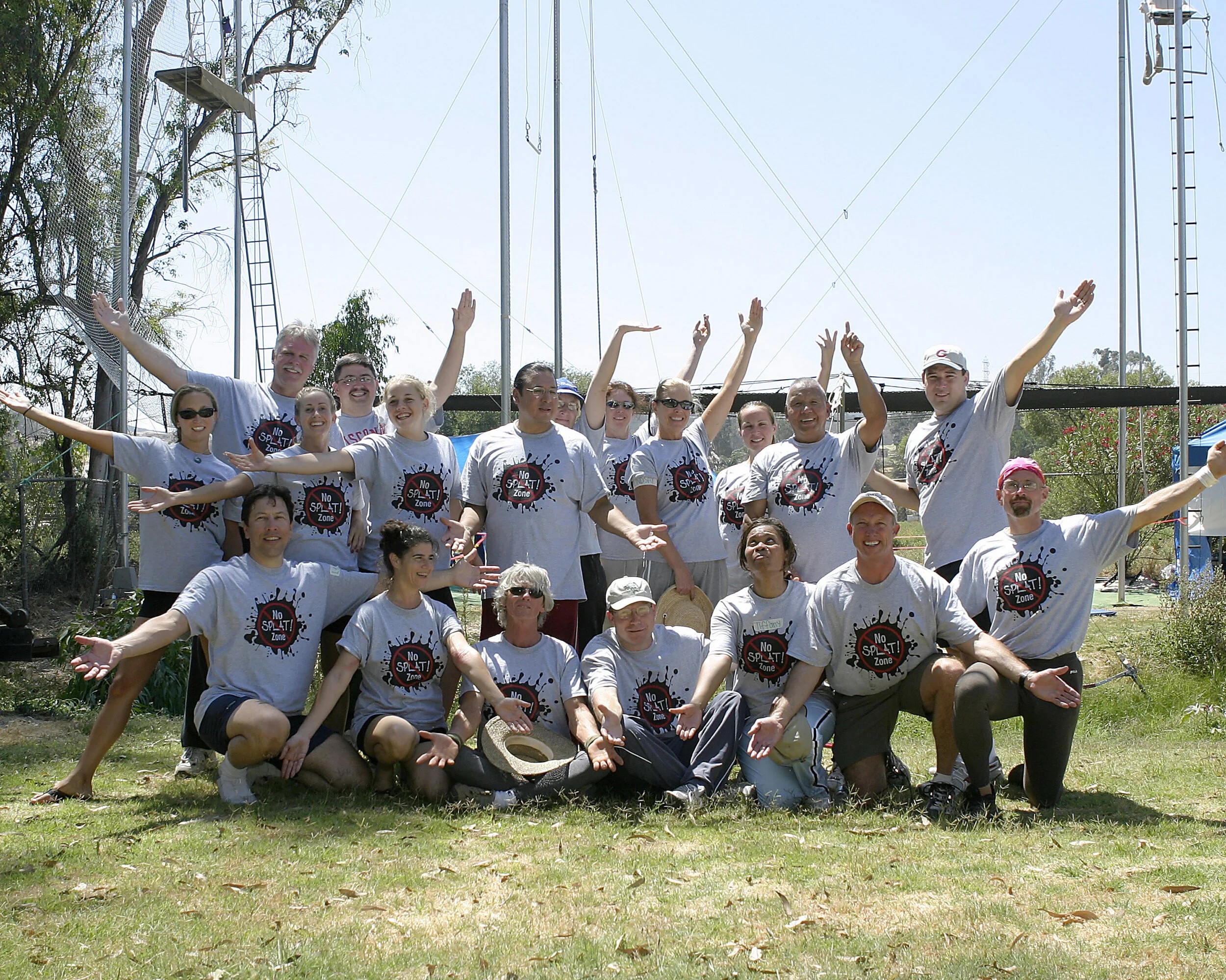 Team celebration after trapeze training